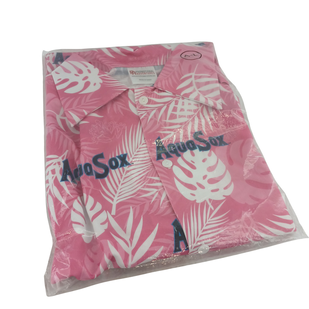 Everett Aquasox Pink Button Up Shirt Large Floral MILB Baseball Hawaiian Aloha